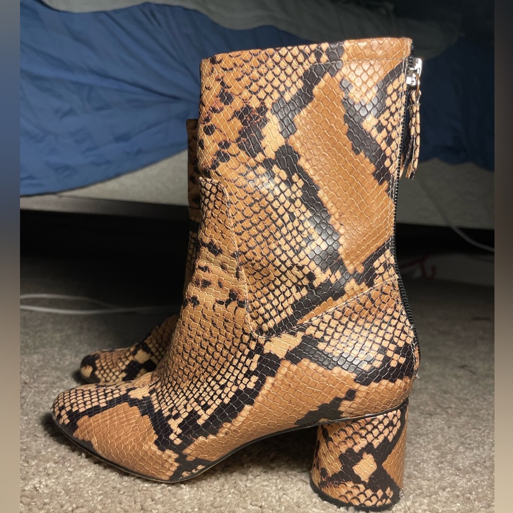 Zara Basic Collection Snakeskin Booties - image 1
